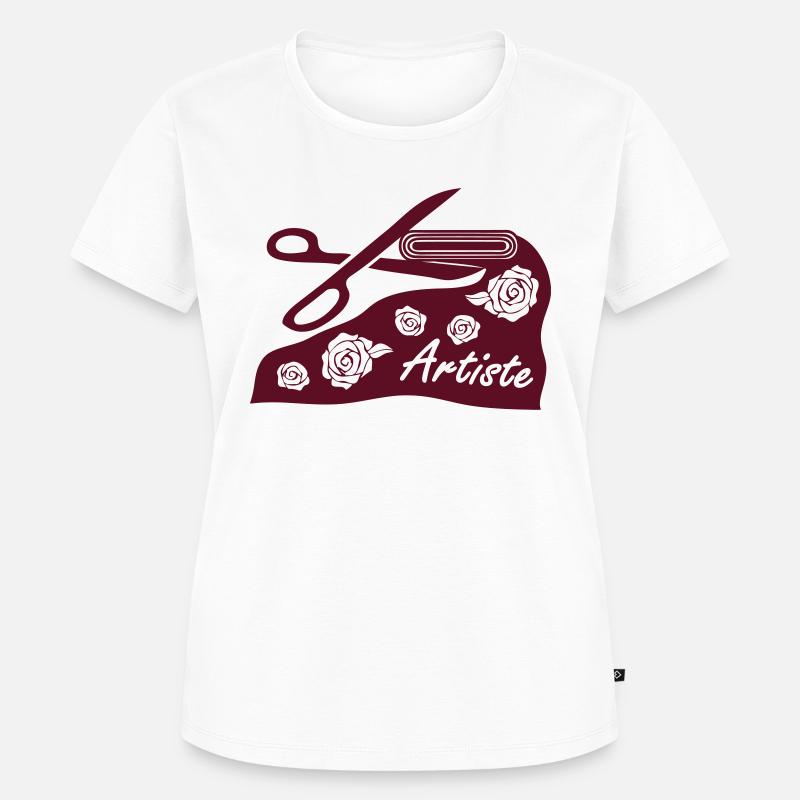 With fabric and scissors for art project - Women's Premium Organic T-shirt - white