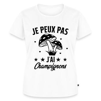 je peux pas j'ai champignons humour - T-shirt Premium bio Femme - blanc - Devant - AI Model Female 172 dark (172cm)