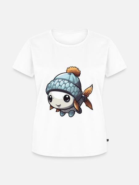 Fisch Winter Comic - Frauen Premium Bio T-Shirt - Weiß