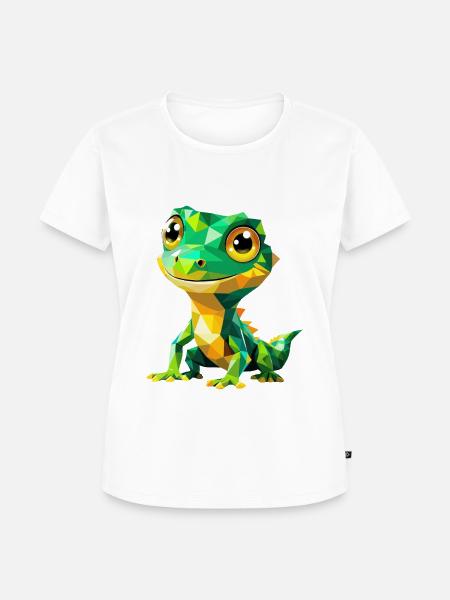 Gecko Polygon – Buntes Tierdesign - Frauen Premium Bio T-Shirt - Weiß