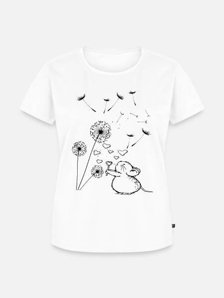 Süßes Mäuschen mit Pusteblume - Frauen Premium Bio T-Shirt - Weiß