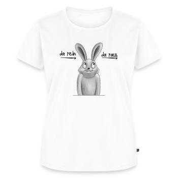 Kaninchen da rein da raus lustiges Hasen T-Shirt - Frauen Premium Bio T-Shirt - Weiß - Vorne - AI Model Female 172 dark (172cm)