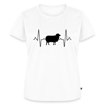 Schaf Herzschlag - Frauen Premium Bio T-Shirt - Weiß - Vorne - AI Model Female 172 dark (172cm)