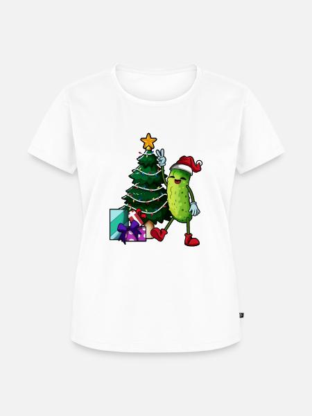 Weihnachten - Cartoon Weihnachts Gurke - Frauen Premium Bio T-Shirt - Weiß