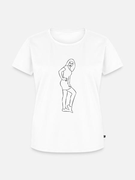 hübsche Frau gezeichnet - Frauen Premium Bio T-Shirt - Weiß