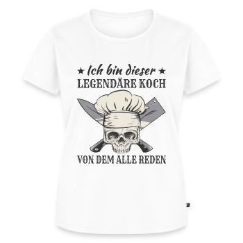 Lustige Koch Sprüche Kochen Kochmütze Totenkopf - Frauen Premium Bio T-Shirt - Weiß - Vorne - AI Model Female 172 dark (172cm)