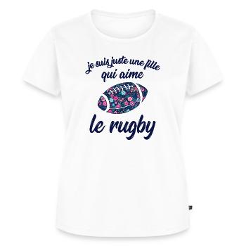 je suis juste une fille qui aime le rugby - T-shirt Premium bio Femme - blanc - Devant - AI Model Female 172 dark (172cm)