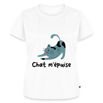 Chat m épuise Cadeau humour personnalisé - T-shirt Premium bio Femme - blanc - Devant - AI Model Female 172 dark (172cm)