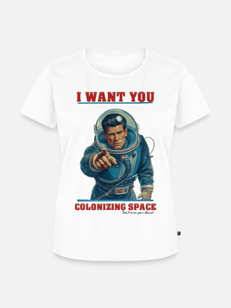 Retro Astronaut Space Colonization - Frauen Premium Bio T-Shirt - Weiß