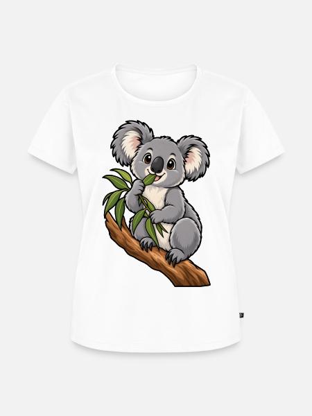 Süßer Koala beim Eukalyptus Essen - Frauen Premium Bio T-Shirt - Weiß