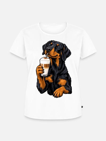 Beauceron mit Latte Macchiato - Frauen Premium Bio T-Shirt - Weiß