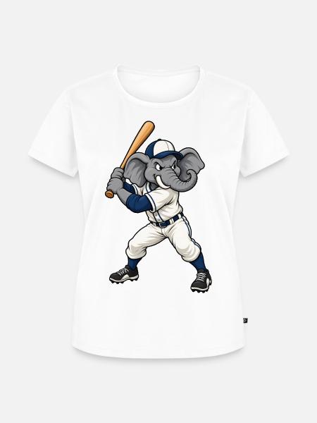 Elefant beim Baseball - Frauen Premium Bio T-Shirt - Weiß