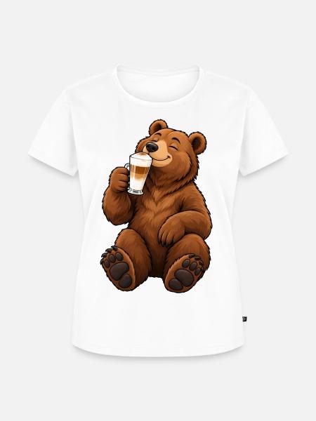 Braunbär mit Latte Macchiato - Frauen Premium Bio T-Shirt - Weiß
