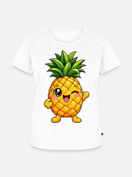 Ananas Kawaii Style – Süße Tropenfrucht - Frauen Premium Bio T-Shirt - Weiß