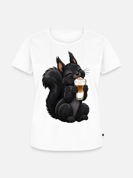 Schwarzes Eichhörnchen mit Latte Macchiato - Frauen Premium Bio T-Shirt - Weiß