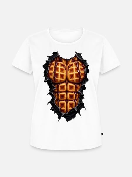 Waffel-Bauchmuskeln – Gourmet-Trompe-l'oeil - Frauen Premium Bio T-Shirt - Weiß