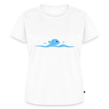 blauer fisch schwimmen wasser tier - Frauen Premium Bio T-Shirt - Weiß - Vorne - AI Model Female 172 dark (172cm)