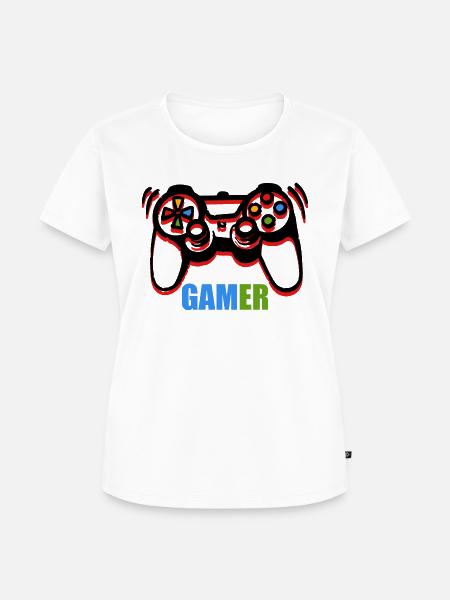 Spielkonsolen-Spieler - Frauen Premium Bio T-Shirt - Weiß