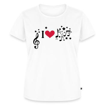 J'aime la musique. - T-shirt Premium bio Femme - blanc - Devant - AI Model Female 172 dark (172cm)