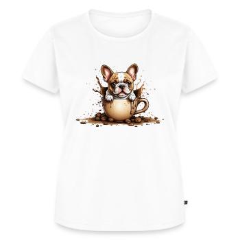 COFFEE FRENCH BULLDOG - Women's Premium Organic T-shirt - white - Front - AI Model Female 172 dark (172cm)