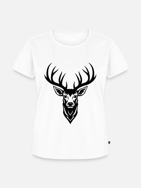 Hirsch Silhouette Kopf Geweih - Frauen Premium Bio T-Shirt - Weiß