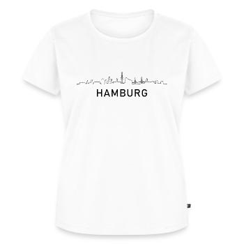 Hamburg City Skyline Silhouette Stadt Hamburg - Frauen Premium Bio T-Shirt - Weiß - Vorne - AI Model Female 172 dark (172cm)