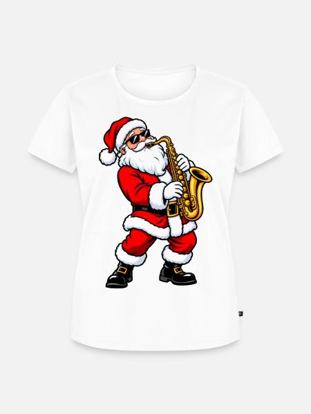 Weihnachtsmann mit Saxophon - Frauen Premium Bio T-Shirt - Weiß
