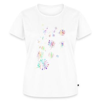 Pusteblume,,Blume,bunt, Sterne - Frauen Premium Bio T-Shirt - Weiß - Vorne - AI Model Female 172 dark (172cm)