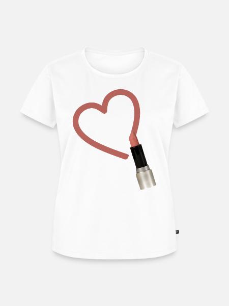 Lippenstift malt Herz - Frauen Premium Bio T-Shirt - Weiß