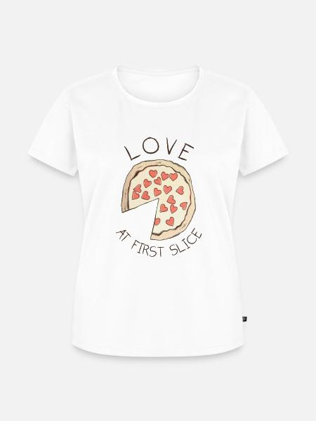 Pizza Love At First Slice - Frauen Premium Bio T-Shirt - Weiß