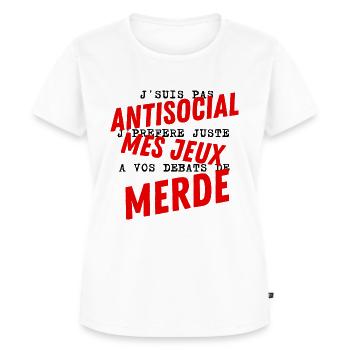 J suis pas antisocial - T-shirt Premium bio Femme - blanc - Devant - AI Model Female 172 dark (172cm)