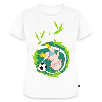 Umstandsmode T-Shirt mit Motiv / Fussball - Frauen Premium Bio T-Shirt - Weiß - Vorne - AI Model Female 172 dark (172cm)