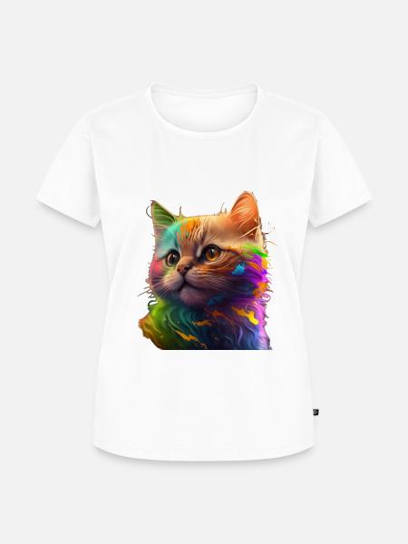 Mehrfarbige Katze - Frauen Premium Bio T-Shirt - Weiß