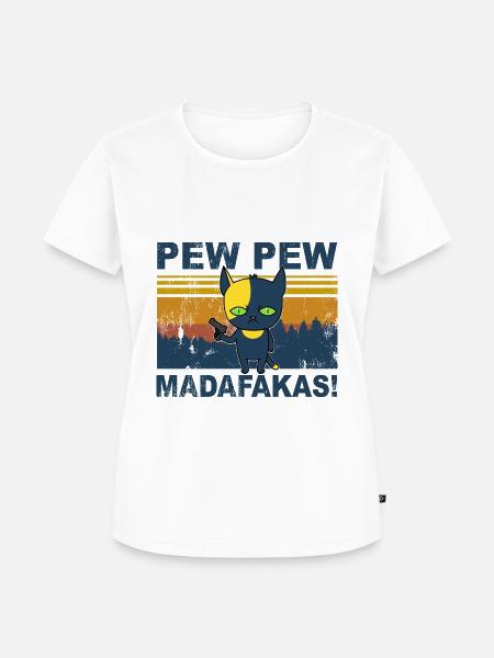 Katze Pew Pew - Frauen Premium Bio T-Shirt - Weiß