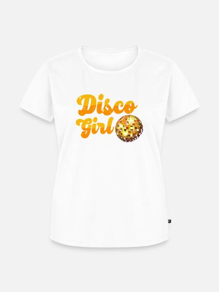 Disco-M�dchen Retro-Diskothek Disco-Tanzende Frau - Frauen Premium Bio T-Shirt - Weiß