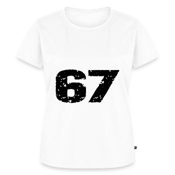 67 Zahl Trikot - Frauen Premium Bio T-Shirt - Weiß - Vorne - AI Model Female 172 dark (172cm)