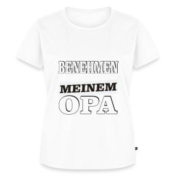 Lustige Sprüche - Ich komme nach meinem Opa - Frauen Premium Bio T-Shirt - Weiß - Vorne - AI Model Female 172 dark (172cm)