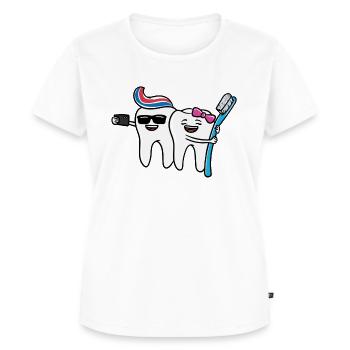 Zahnarzthelferin Zahnarzt Zahn Zähne Selfie - Frauen Premium Bio T-Shirt - Weiß - Vorne - AI Model Female 172 dark (172cm)