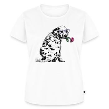 P.D. Moreno Dalmatiner mit Brille - Frauen Premium Bio T-Shirt - Weiß - Vorne - AI Model Female 172 dark (172cm)