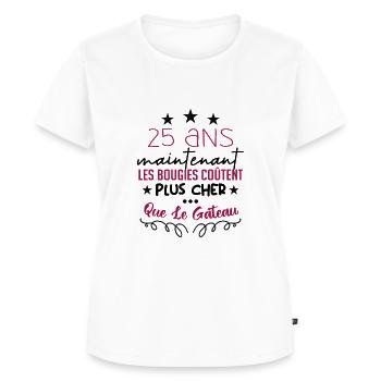 humour anniversaire 25 ans - T-shirt Premium bio Femme - blanc - Devant - AI Model Female 172 dark (172cm)
