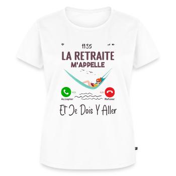 Retraité Femme Humour La Retraite M'appelle Cadeau - T-shirt Premium bio Femme - blanc - Devant - AI Model Female 172 dark (172cm)