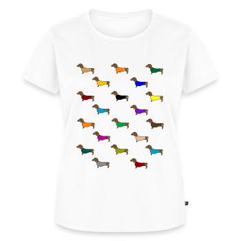 Dackel Muster - Frauen Premium Bio T-Shirt - Weiß - Vorne - AI Model Female 172 dark (172cm)