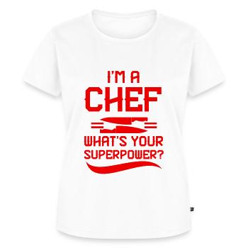 Chef de cuisine Superpower - T-shirt Premium bio Femme - blanc - Devant - AI Model Female 172 dark (172cm)