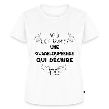 Une Femme De La Guadeloupe qui déchire - T-shirt Premium bio Femme - blanc - Devant - AI Model Female 172 dark (172cm)