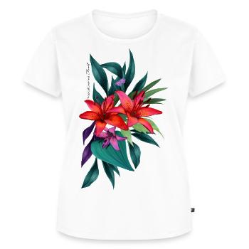 Mode-Druck: Tropische Frische an erster Stelle - Frauen Premium Bio T-Shirt - Weiß - Vorne - AI Model Female 172 dark (172cm)