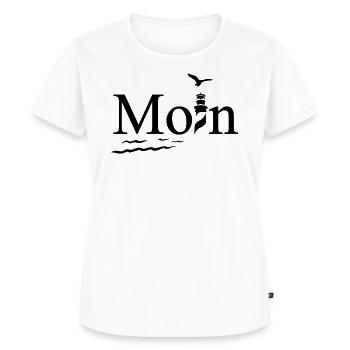 Maritimes Moin Design mit Möwe und Leuchtturm - Frauen Premium Bio T-Shirt - Weiß - Vorne - AI Model Female 172 dark (172cm)