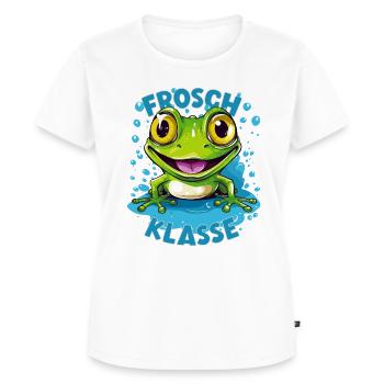 Cartoon Froschklasse Grundschule Klassentier - Frauen Premium Bio T-Shirt - Weiß - Vorne - AI Model Female 172 dark (172cm)
