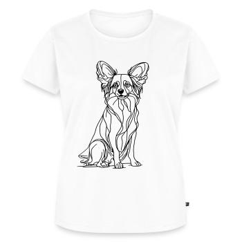 Papillon Hund - Line Art Design - Frauen Premium Bio T-Shirt - Weiß - Vorne - AI Model Female 172 dark (172cm)