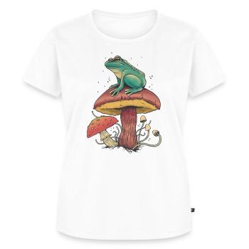 Cottagecore Mystischer Frosch auf Pilzen - Frauen Premium Bio T-Shirt - Weiß - Vorne - AI Model Female 172 dark (172cm)