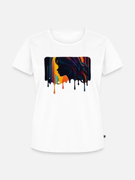 Frauenporträt Pinselstriche - Frauen Premium Bio T-Shirt - Weiß